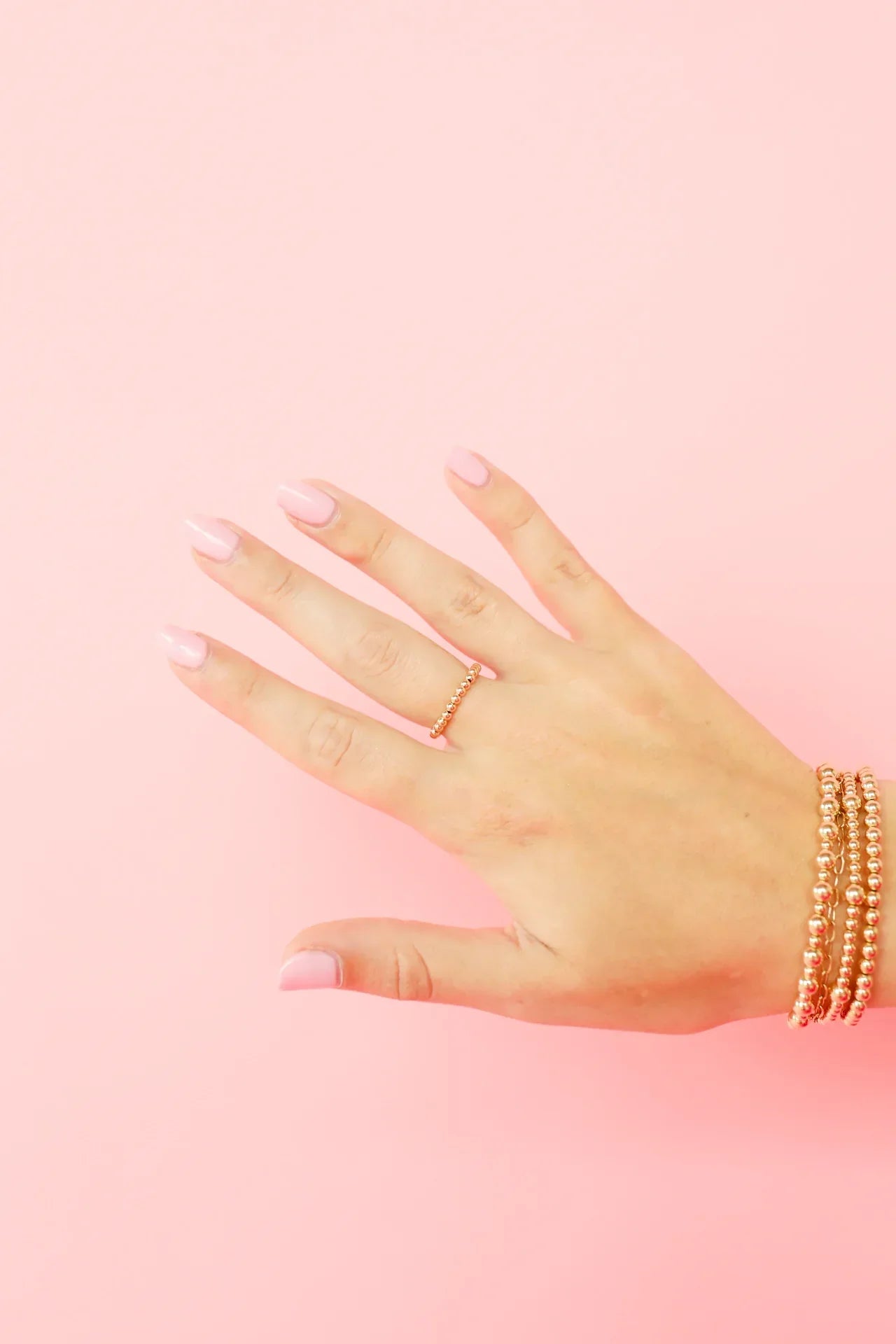 Ella 2.5mm Gold Beaded Band Ring