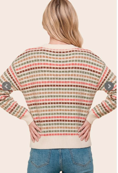 Multi Color Texture Striped Sweater