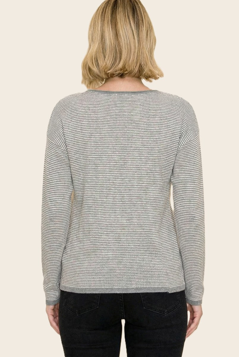 Grey Mini Waffle Textured Sweater