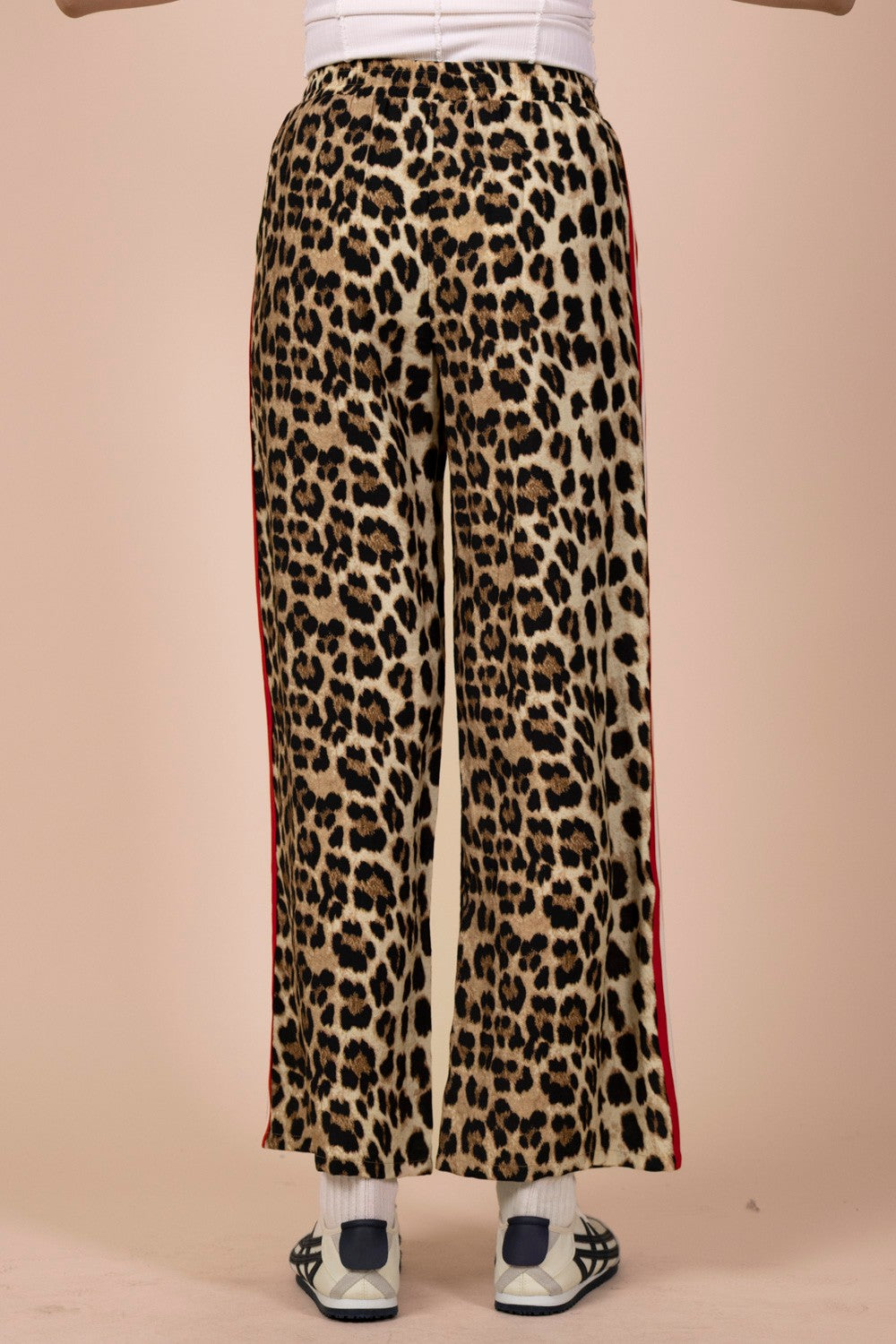 Side Stripe Tape Detail Leopard Pants