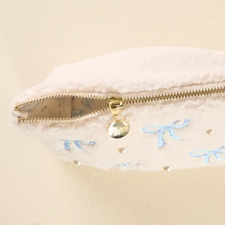 Blue Bows Teddy Pouch