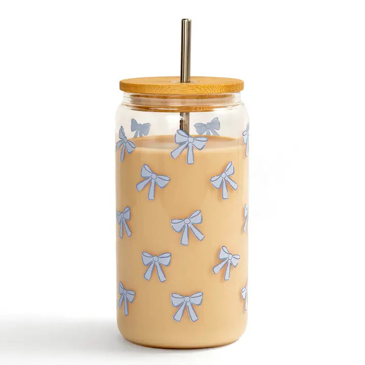 Blue Coquette Bows Glass