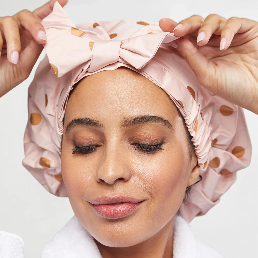 Blush Dot Luxury Shower Cap
