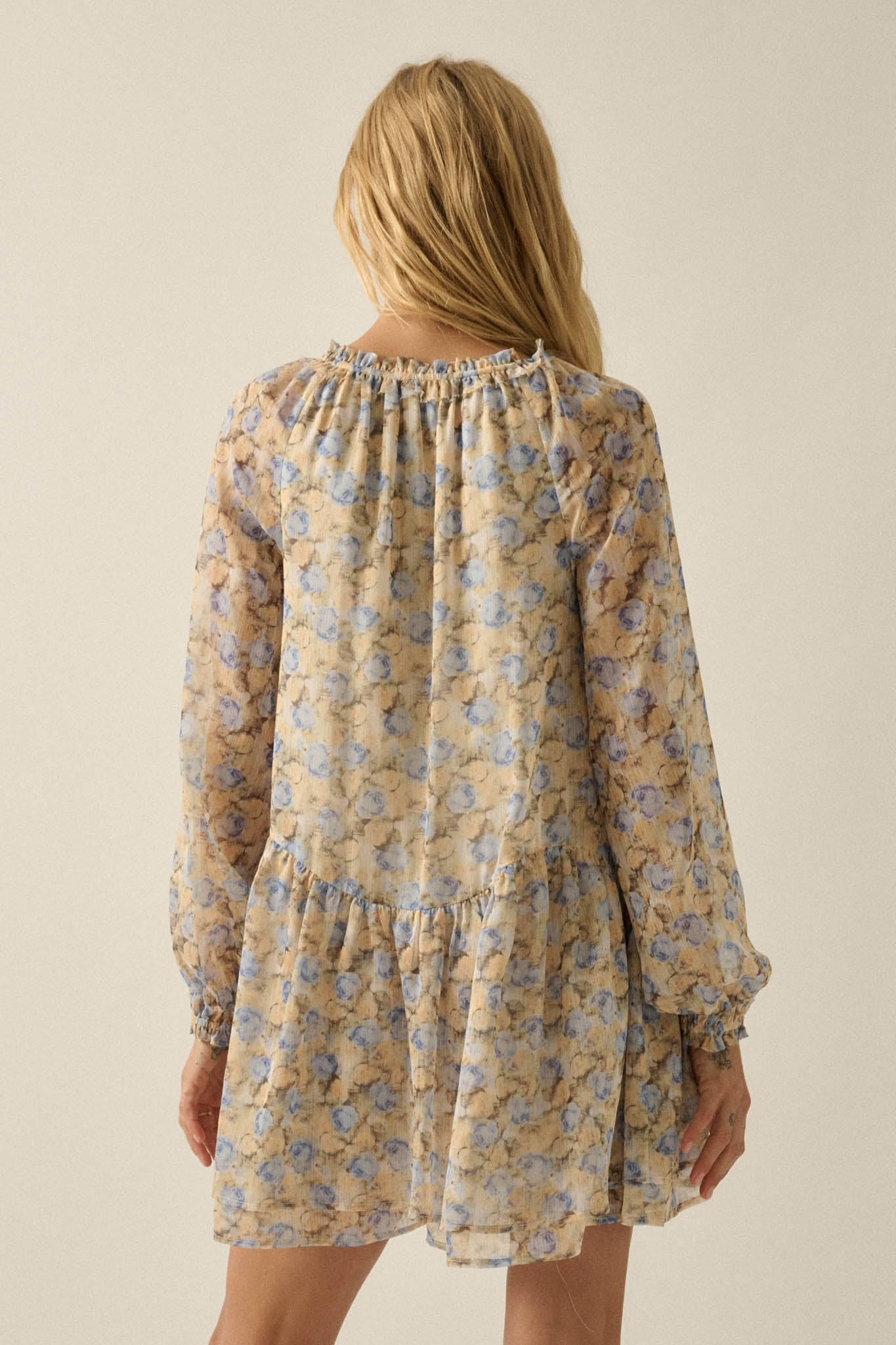 Sun-Kissed Petals Floral Chiffon Babydoll Romper