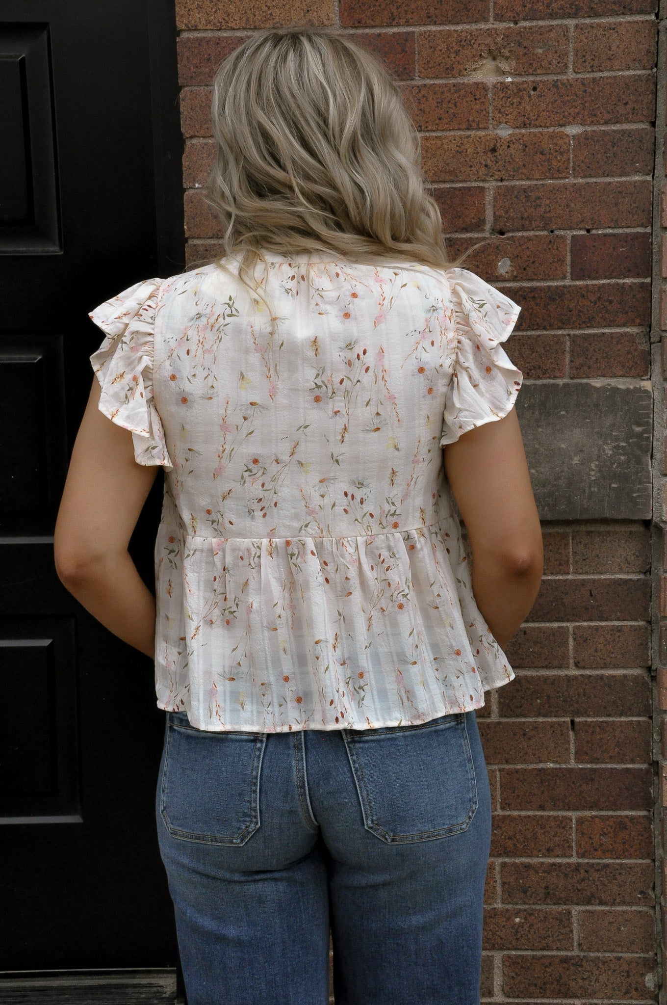 Floral Printed Ruffle Sleeve Top
