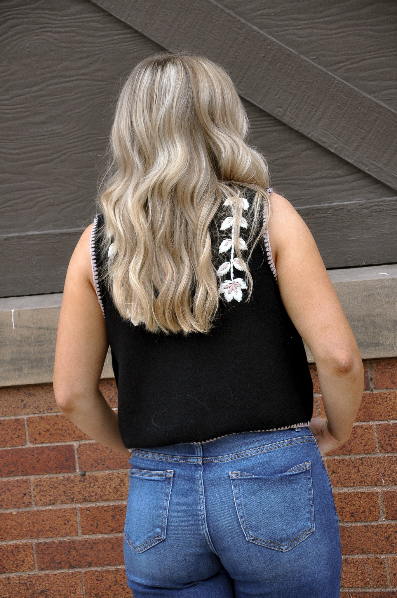 Floral Tie-front Knit Vest