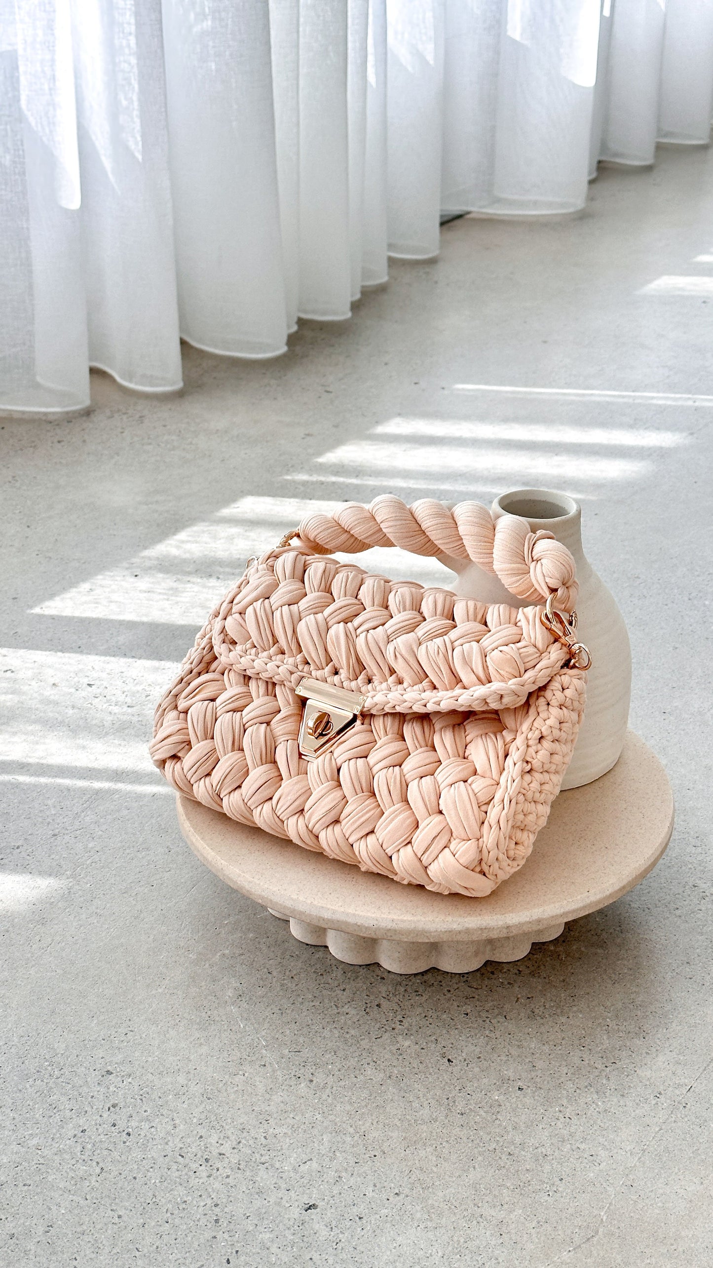 Annabel Chunky Plaited Handbag - Cream