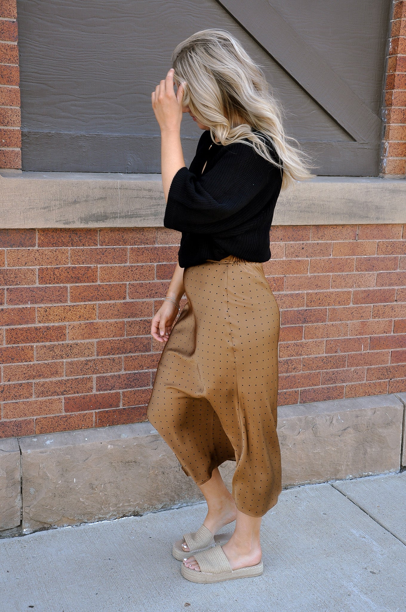 Polka Dot Satin Midi Skirt