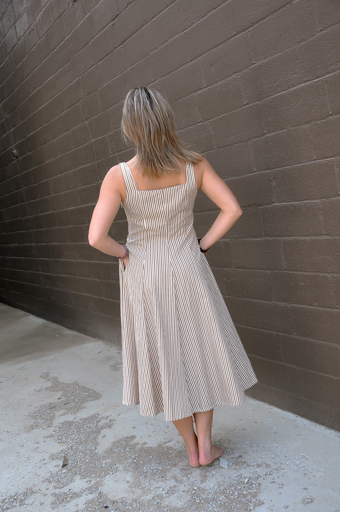 Stripe Fit & Flare Midi dress