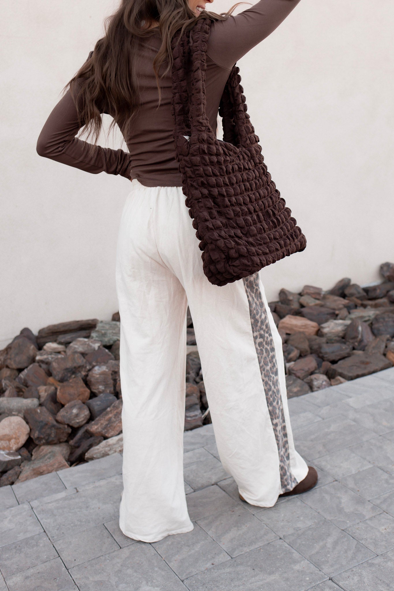Mineral Washed Leopard Print Pocket Side Trim Pants