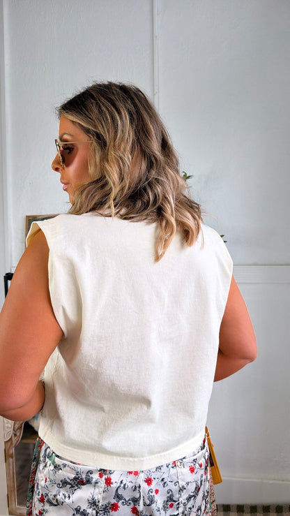 Smoke Show Muscle Tank, Cream