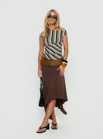 Darcia One Shoulder Top Multi Stripe