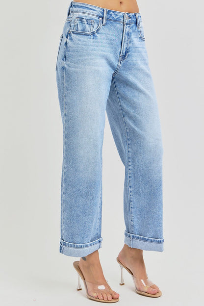 HR Ankle Boyfriend Turn Up Cuffed Jeans