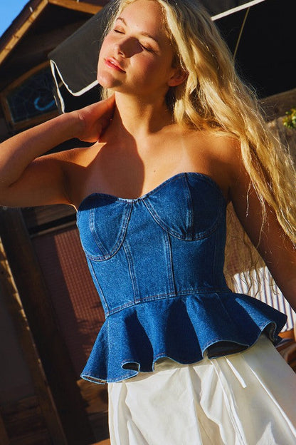 Denim Drama Top