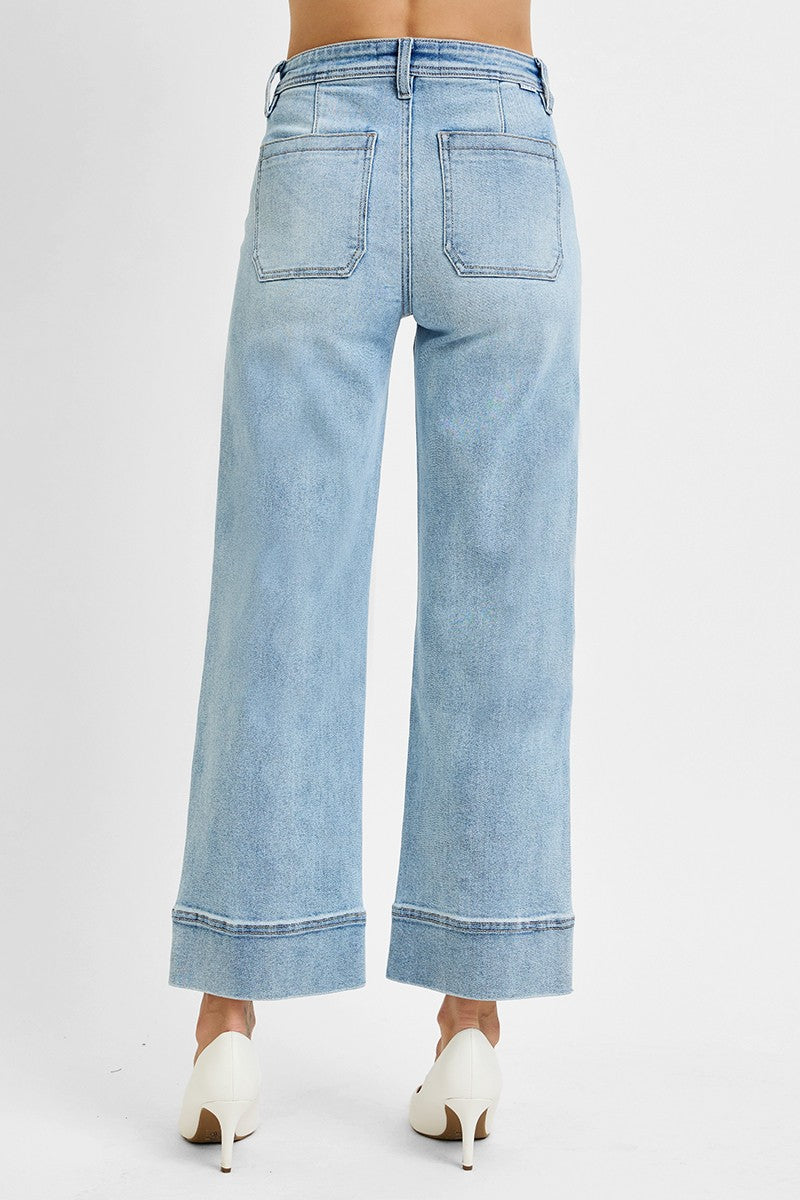 Risen High Rise Crop Wide Jeans