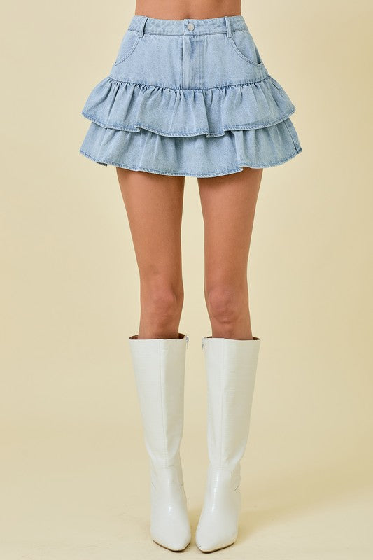 Delia Denim Mini Skort