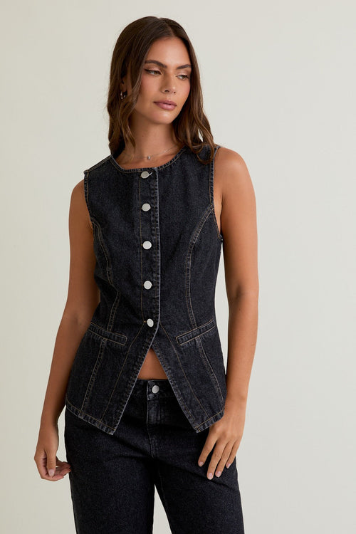 Blackout Denim Top