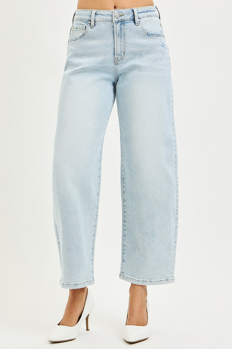 High Rise Crop Barrel Jeans