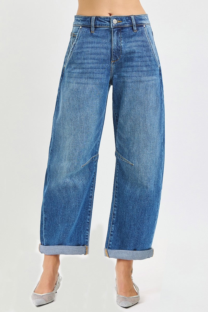 Risen Slouchy Cropped Barrel Jeans