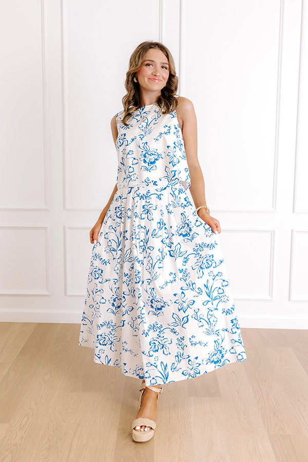 Chic and Serene High Waist Floral Maxi Skirt