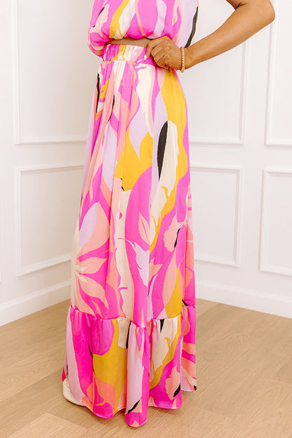 Shades Of Paradise High Waist Maxi Skirt in Pink