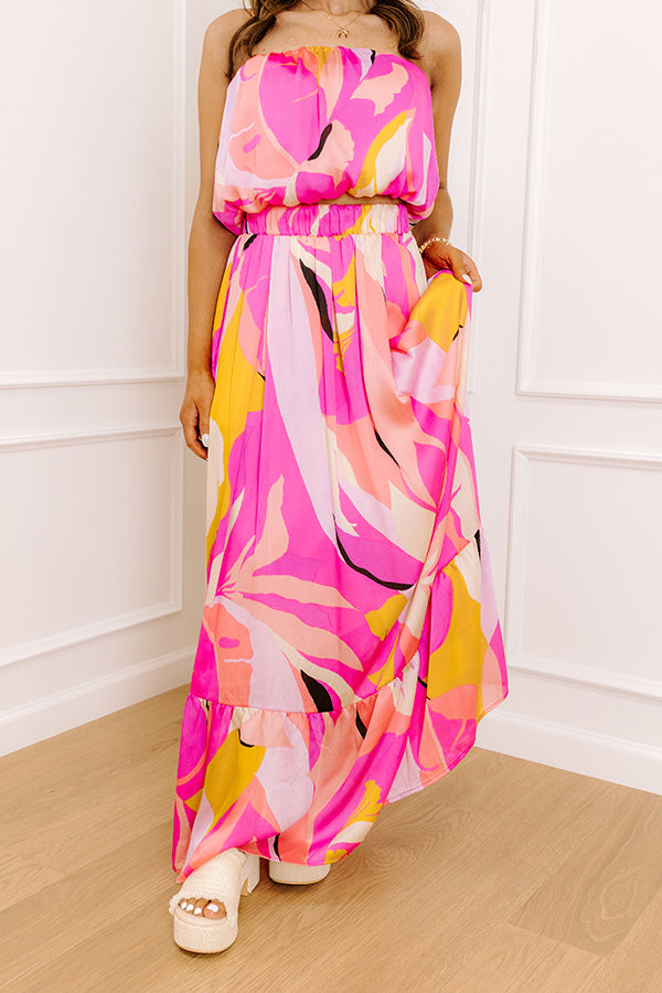 Shades Of Paradise High Waist Maxi Skirt in Pink