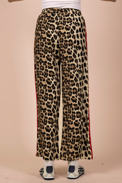 Side Stripe Tape Detail Leopard Pants