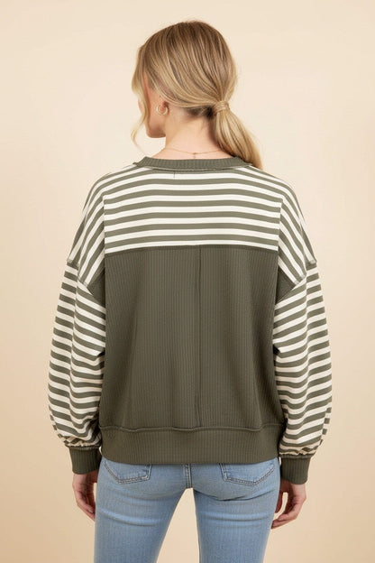 Striped Drop-Shoulder Pullover