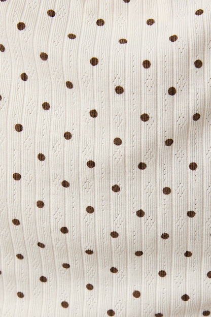 Slouchy Shoulder Polka Dot Rib Top