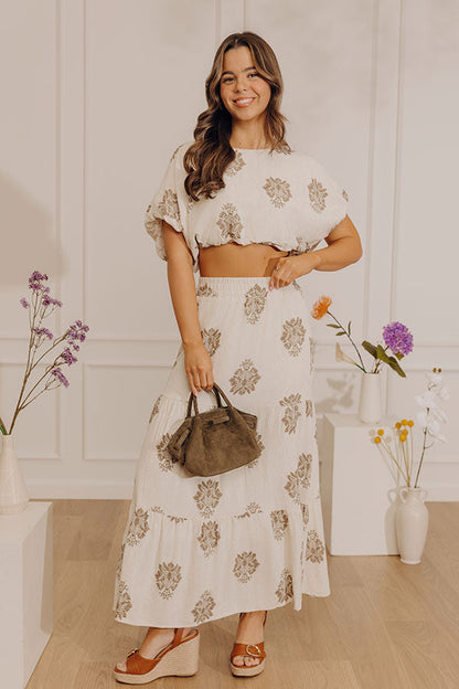 Vacay Babe High Waist Linen-Blend Maxi Skirt