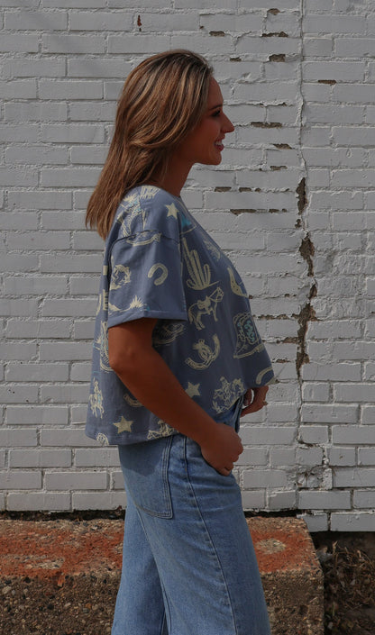 Western Printed SS Round Neck T-shirt