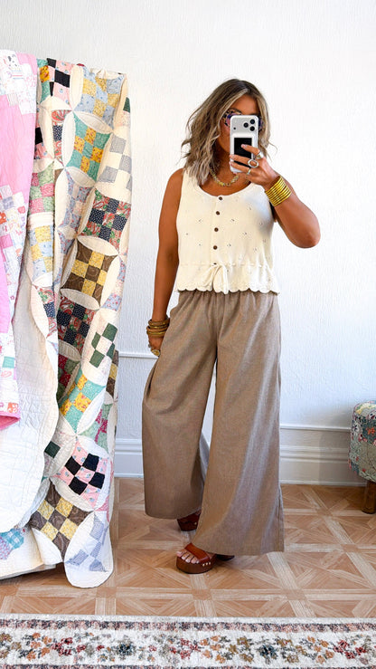 Sun Spotted Pinstriped Pant, Camel