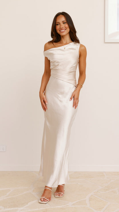 Auria Off Shoulder Maxi Dress - Champagne