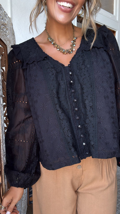 Romantic Street Blouse, Black
