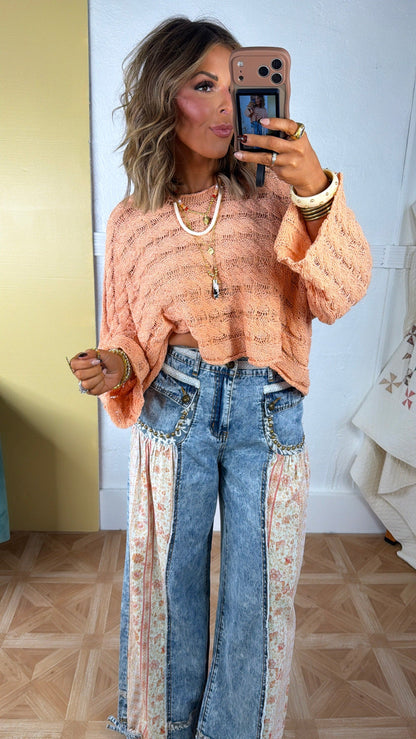 Seaside Knit Sweater, Apricot Coral