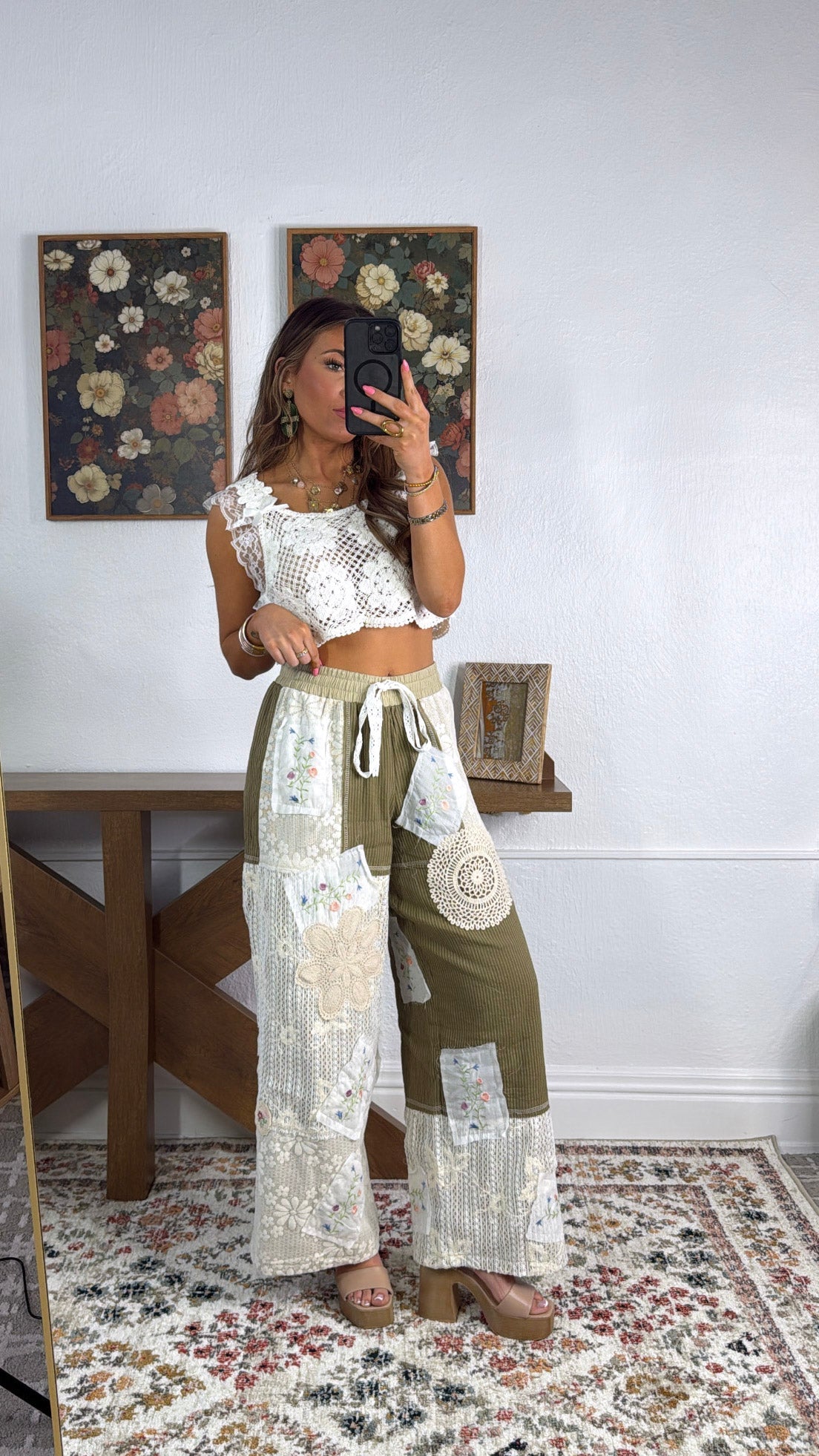 Sunset Patch Relaxed Pant, Olive Stripe