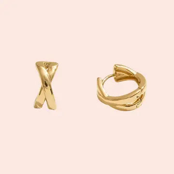Criss Cross Huggie Hoops