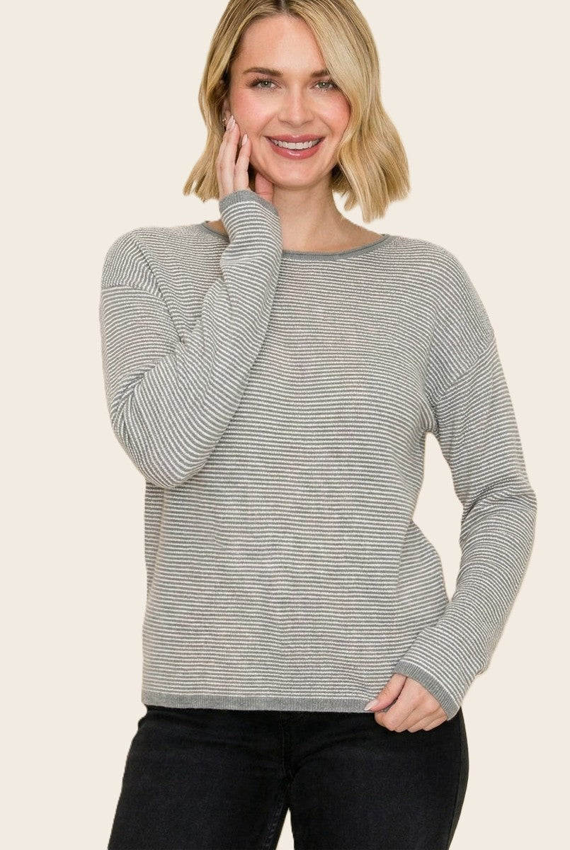 Grey Mini Waffle Textured Sweater