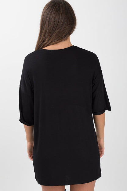 Black Anarchy Cut Out Pin Detail T-Shirt Dress - Lollie