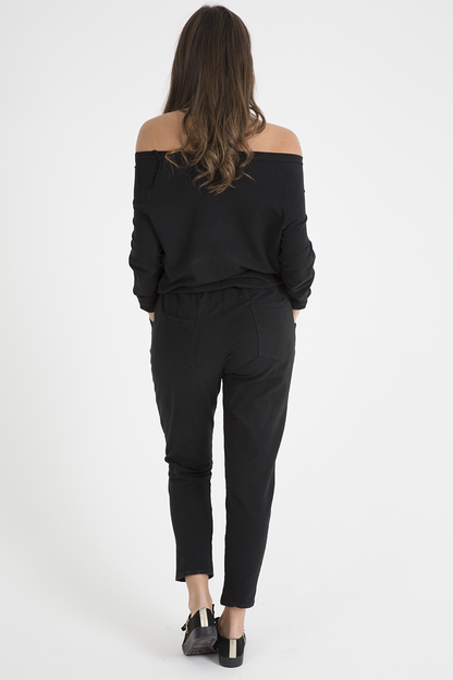Black Bardot Distressed Jumpsuit - Bethan