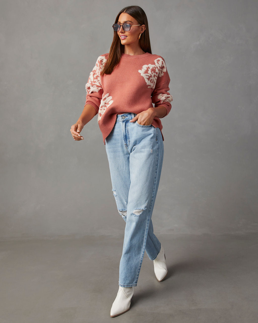 Copeland Floral Contrast Pullover Sweater