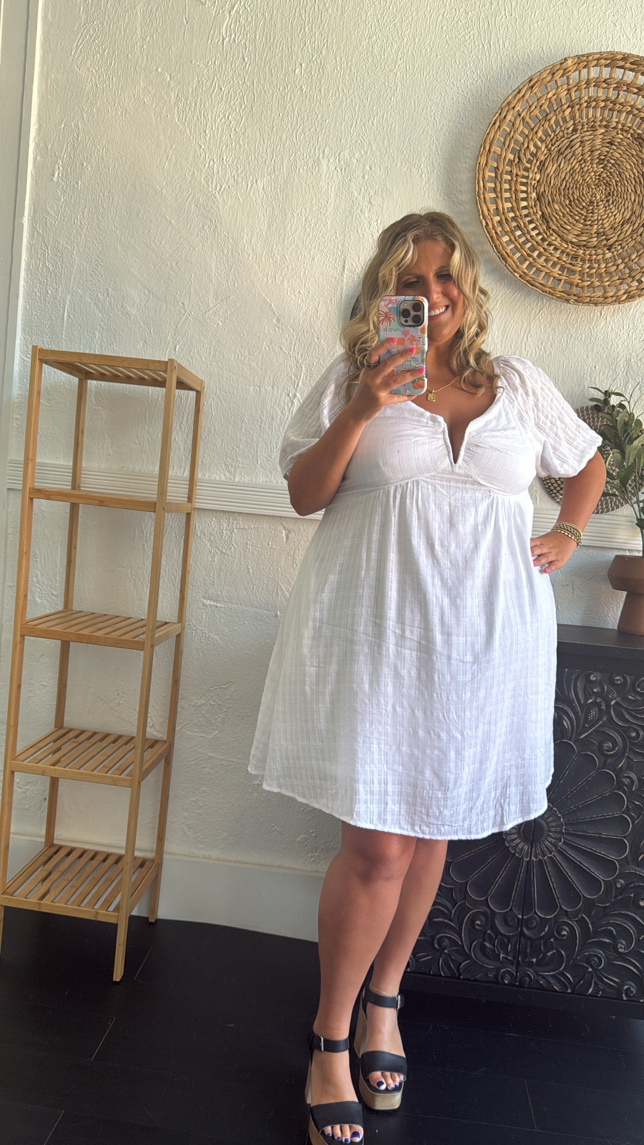 True Beauty Bubble Sleeve Mini Dress, White