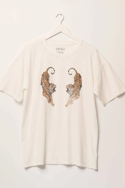 Terrific Tigers Oversized Distressed Graphic Tee