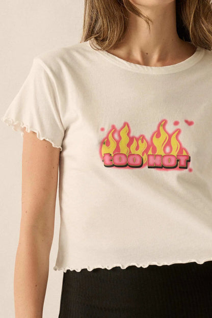 Too Hot Cropped Lettuce-Edge Graphic Baby Tee