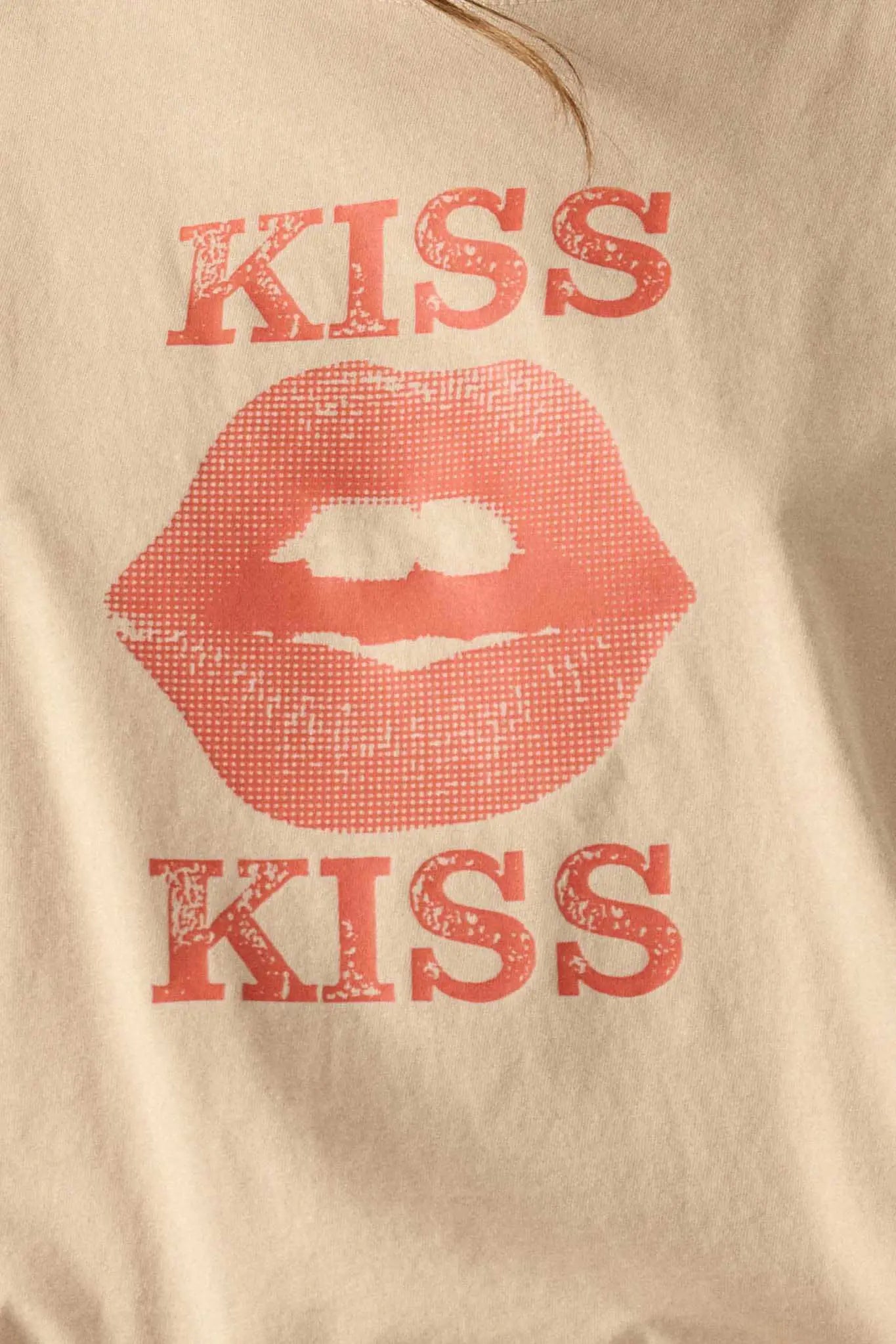 Kiss Kiss Distressed Sleeveless Graphic Tee