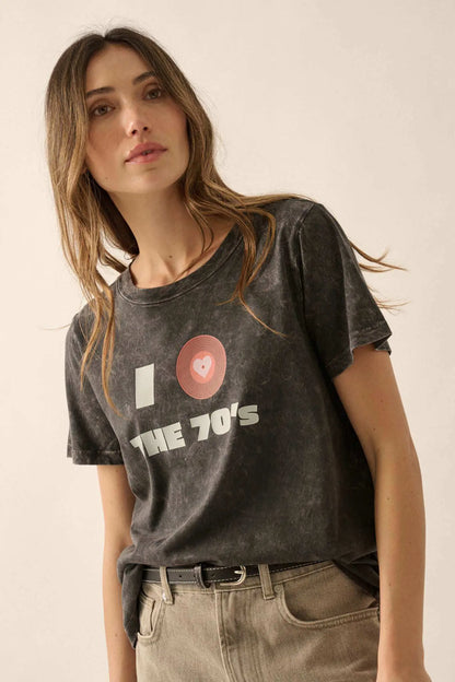I Love the 70s Vintage-Wash Music Graphic Tee