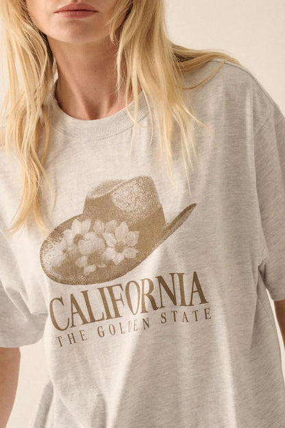 California Cowboy Hat Heather Western Graphic Tee