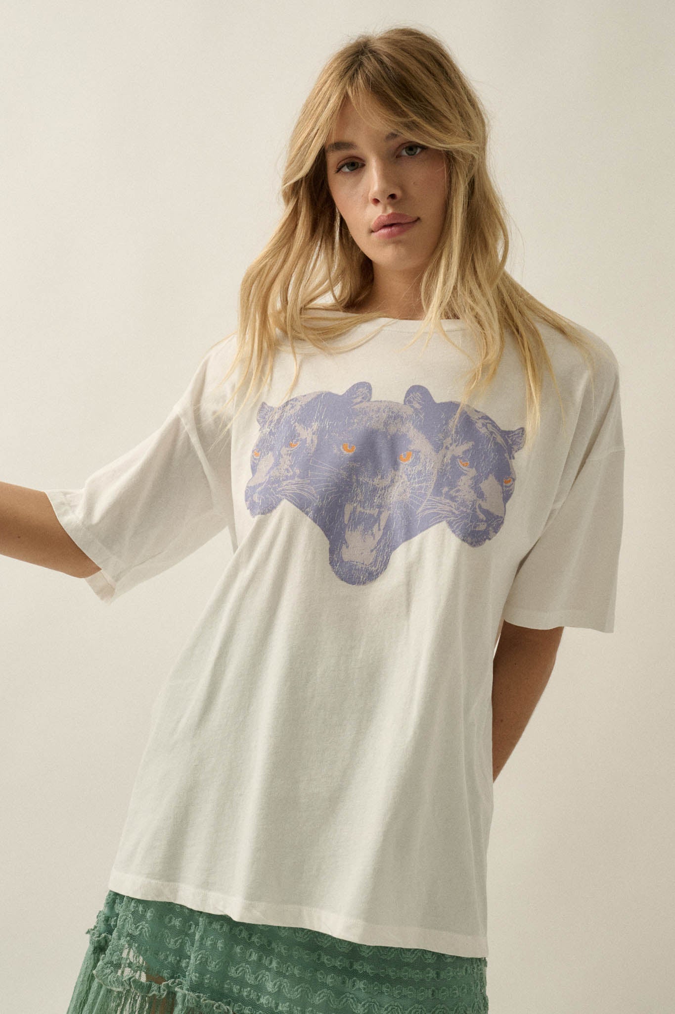 Prowling Panthers Oversize Vintage Graphic Tee