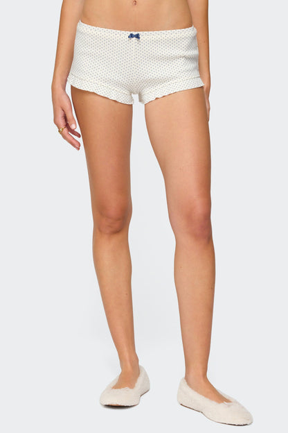 Avalon Dotted Pointelle Ruffle Shorts
