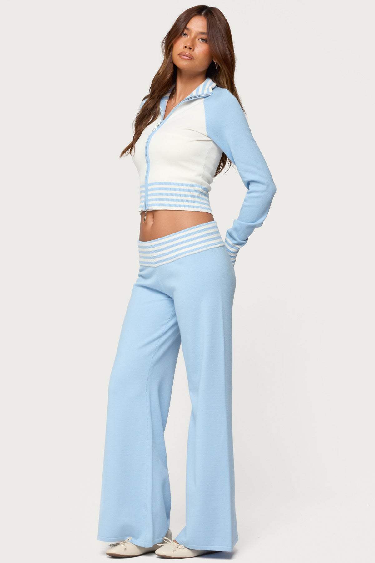 Clarisse Stripey Flared Knit Pants